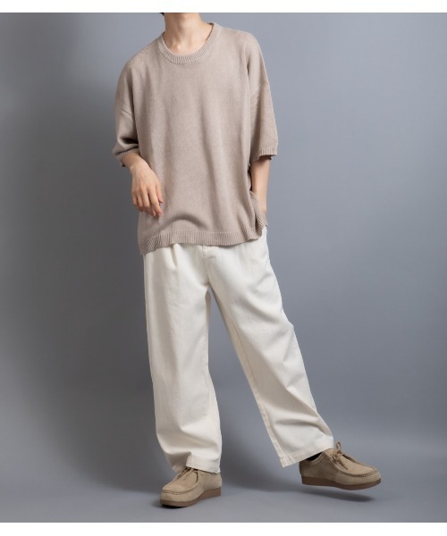 En serio TOKYO(エンソリオトーキョー)の「リネンコットン ルーズシルエット サマーニット(Tシャツ/カットソー・メンズ・ネイビー/ダークブルー/ライトグレー/ブラック/グレイッシュベージュ・M/L/XL)」の22枚目の写真