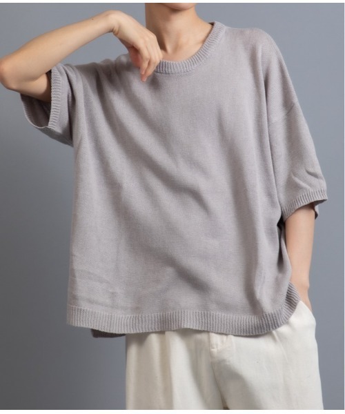 セール】リネンコットン ルーズシルエット サマーニット（T