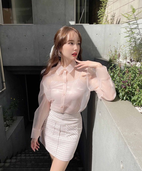 Rmine（アールマイン）の「インナー付きシアーシャツ（シャツ/ブラウス・レディース・ピンク/アイボリー・FREE）」の14枚目の写真