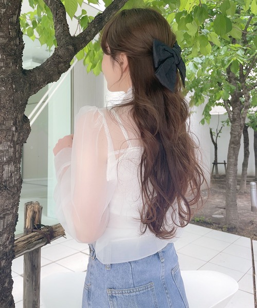 Rmine（アールマイン）の「インナー付きシアーシャツ（シャツ/ブラウス・レディース・ピンク/アイボリー・FREE）」の6枚目の写真