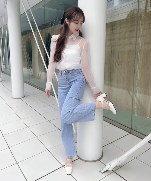 Rmine（アールマイン）の「インナー付きシアーシャツ（シャツ/ブラウス・レディース・ピンク/アイボリー・FREE）」の10枚目の写真