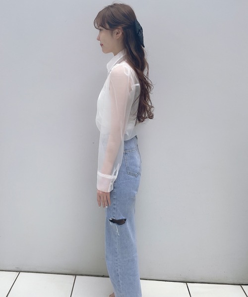 Rmine（アールマイン）の「インナー付きシアーシャツ（シャツ/ブラウス・レディース・ピンク/アイボリー・FREE）」の12枚目の写真