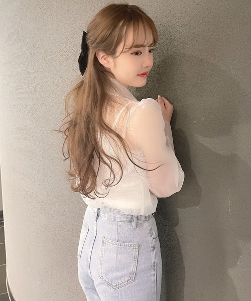 Rmine（アールマイン）の「インナー付きシアーシャツ（シャツ/ブラウス・レディース・ピンク/アイボリー・FREE）」の16枚目の写真