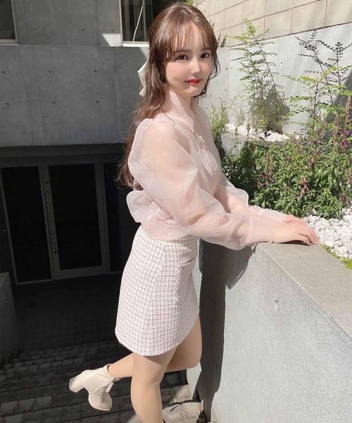 Rmine（アールマイン）の「インナー付きシアーシャツ（シャツ/ブラウス・レディース・ピンク/アイボリー・FREE）」の15枚目の写真