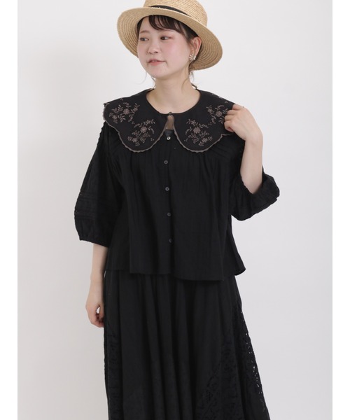 Samansa Mos2（サマンサ モスモス）の「パッチワークレースブラウス（シャツ/ブラウス・レディース・オフホワイト/ピンク/ブラック・F）」の3枚目の写真