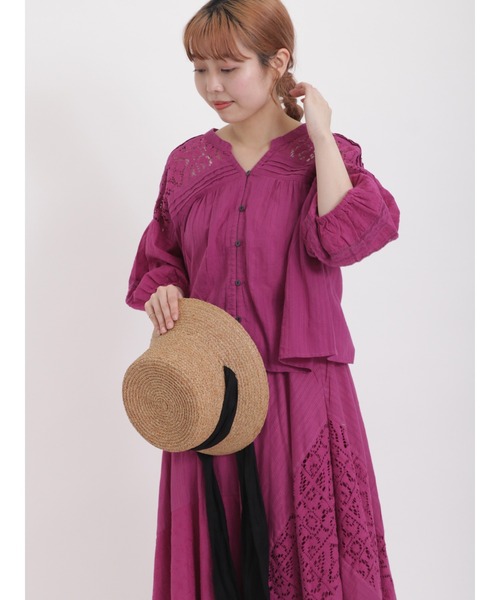 Samansa Mos2（サマンサ モスモス）の「パッチワークレースブラウス（シャツ/ブラウス・レディース・オフホワイト/ピンク/ブラック・F）」の10枚目の写真