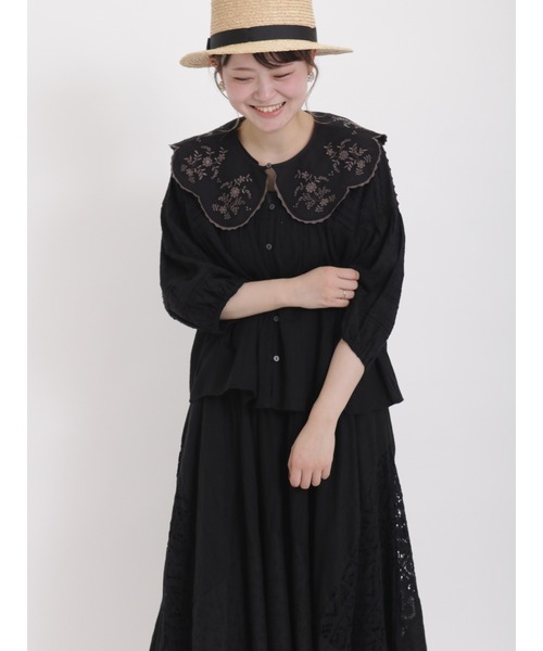 Samansa Mos2（サマンサ モスモス）の「パッチワークレースブラウス（シャツ/ブラウス・レディース・オフホワイト/ピンク/ブラック・F）」の14枚目の写真