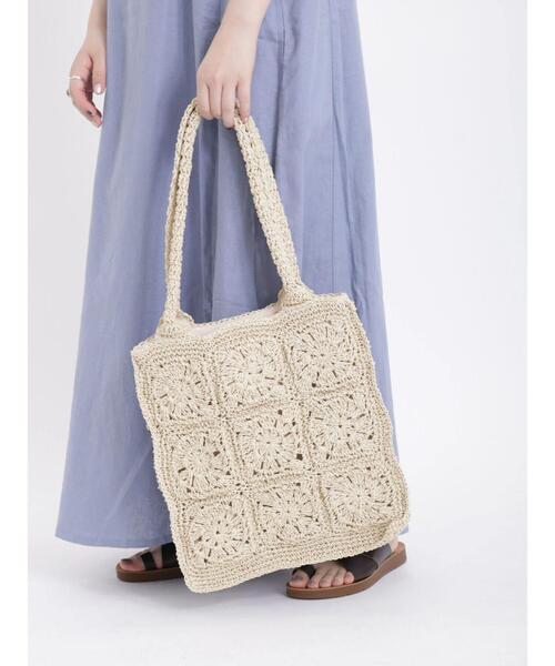 Samansa Mos2（サマンサ モスモス）の「ペーパークロシェトートバッグ（ハンドバッグ・レディース・オフホワイト/ベージュ・ﾌﾘ-）」の7枚目の写真