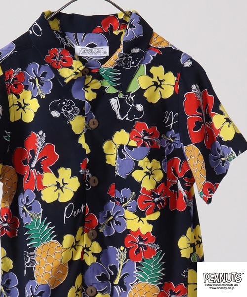 PEANUTS(ピーナッツ)の「PEANUTS スヌーピー 親子で着れる キッズ アロハ シャツ(シャツ/ブラウス・キッズ・ネイビー/ホワイト/イエロー/ブラック/ホワイト系その他/モカ・110/120/130/140)」の5枚目の写真