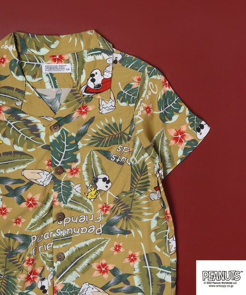 PEANUTS(ピーナッツ)の「PEANUTS スヌーピー 親子で着れる キッズ アロハ シャツ(シャツ/ブラウス・キッズ・ネイビー/ホワイト/イエロー/ブラック/ホワイト系その他/モカ・110/120/130/140)」の4枚目の写真