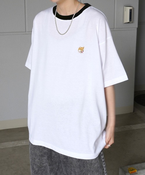 ILL'S(イルズ)の「ビッグシルエット いぬ / ねこ 動物ワンポイント刺繍Tシャツ カットソー ユニセックス【ILL'S】(Tシャツ/カットソー・メンズ・ブラック/ホワイト/ホワイト系その他/グレー系その他/グリーン/ホワイト系1/ホワイト系2/ホワイト系3/ホワイト系4/ブラック系1/グレー系1/ホワイト系その他2/ホワイト系その他3/ブラック系その他2/グレー系その他3/ベージュ系その他3/グリーン系その他2/ベージュ系その他・M/L/S)」の7枚目の写真
