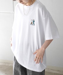 ビッグシルエット いぬ / ねこ 動物ワンポイント刺繍Tシャツ カットソー ユニセックス【ILL'S】