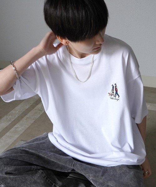 ILL'S(イルズ)の「ビッグシルエット いぬ / ねこ 動物ワンポイント刺繍Tシャツ カットソー ユニセックス【ILL'S】(Tシャツ/カットソー・メンズ・ブラック/ホワイト/ホワイト系その他/グレー系その他/グリーン/ホワイト系1/ホワイト系2/ホワイト系3/ホワイト系4/ブラック系1/グレー系1/ホワイト系その他2/ホワイト系その他3/ブラック系その他2/グレー系その他3/ベージュ系その他3/グリーン系その他2/ベージュ系その他・M/L/S)」の5枚目の写真