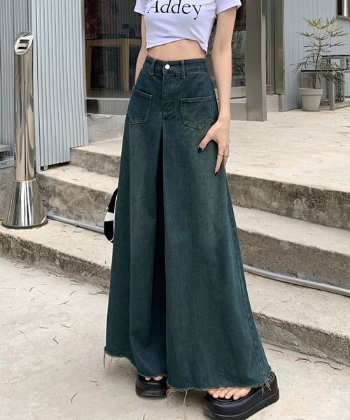 Vipoa(ヴィポア)の「ボリュームデニムワイドパンツ(デニムパンツ・レディース・ブルー・MEDIUM/LARGE)」の3枚目の写真