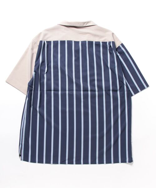 m.f.editorial（エムエフエディトリアル）の「m.f.エディトリアル メンズ ストライプ柄 オープンカラー半袖シャツ（シャツ/ブラウス・メンズ・ベージュ/ネイビー/ホワイト・MEDIUM/LARGE）」の12枚目の写真