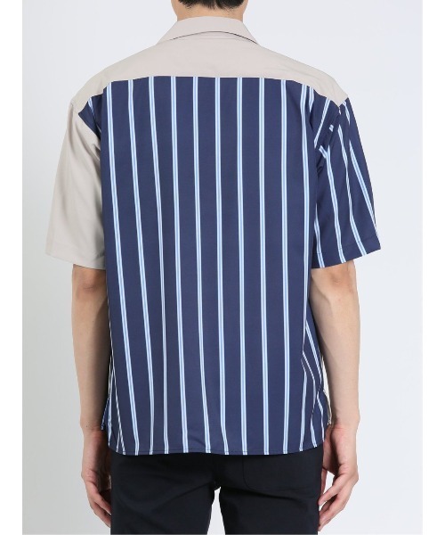 m.f.editorial（エムエフエディトリアル）の「m.f.エディトリアル メンズ ストライプ柄 オープンカラー半袖シャツ（シャツ/ブラウス・メンズ・ベージュ/ネイビー/ホワイト・MEDIUM/LARGE）」の17枚目の写真