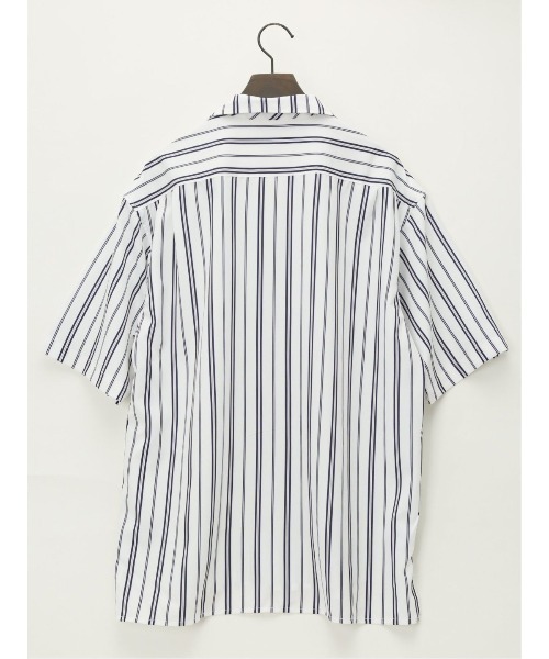 m.f.editorial（エムエフエディトリアル）の「m.f.エディトリアル メンズ ストライプ柄 オープンカラー半袖シャツ（シャツ/ブラウス・メンズ・ベージュ/ネイビー/ホワイト・MEDIUM/LARGE）」の15枚目の写真