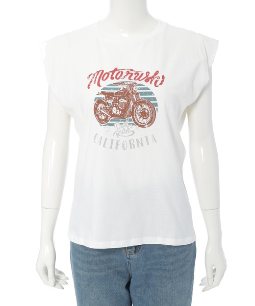 fifth（フィフス）の「フレンチスリーブプリントTシャツ（Tシャツ/カットソー・レディース・ベージュ/ホワイト/チャコールグレー・M）」の14枚目の写真