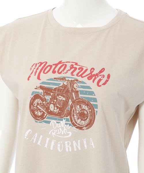 fifth（フィフス）の「フレンチスリーブプリントTシャツ（Tシャツ/カットソー・レディース・ベージュ/ホワイト/チャコールグレー・M）」の6枚目の写真