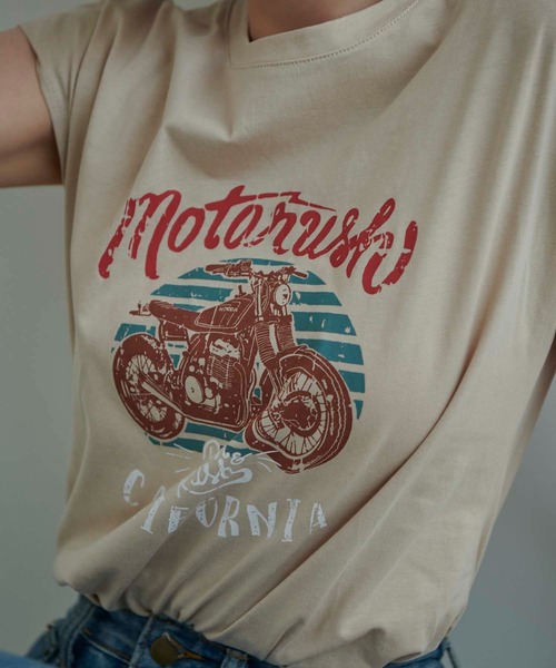 fifth（フィフス）の「フレンチスリーブプリントTシャツ（Tシャツ/カットソー・レディース・ベージュ/ホワイト/チャコールグレー・M）」の19枚目の写真