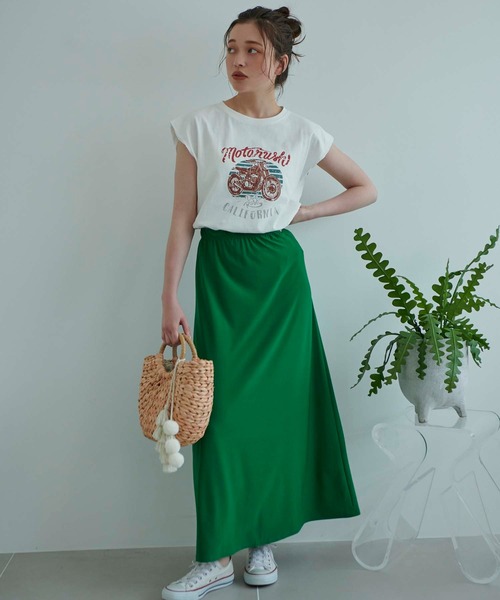 fifth（フィフス）の「フレンチスリーブプリントTシャツ（Tシャツ/カットソー・レディース・ベージュ/ホワイト/チャコールグレー・M）」の13枚目の写真