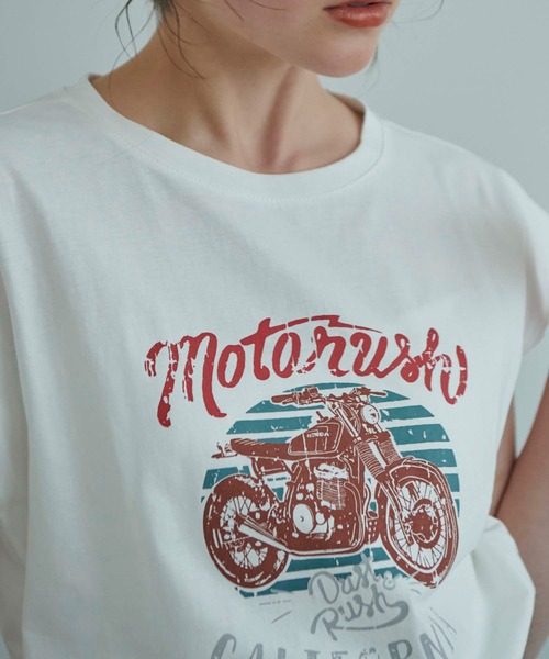 fifth（フィフス）の「フレンチスリーブプリントTシャツ（Tシャツ/カットソー・レディース・ベージュ/ホワイト/チャコールグレー・M）」の16枚目の写真