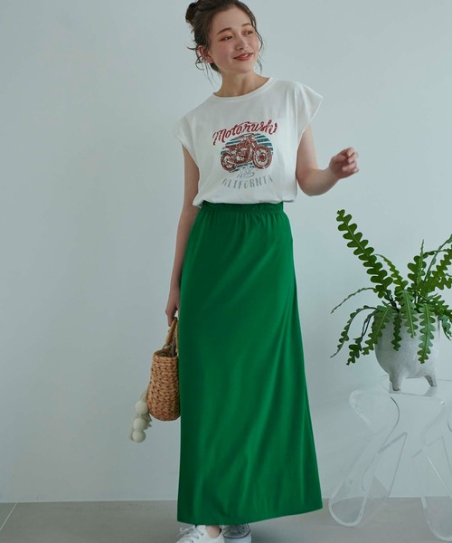 fifth（フィフス）の「フレンチスリーブプリントTシャツ（Tシャツ/カットソー・レディース・ベージュ/ホワイト/チャコールグレー・M）」の4枚目の写真