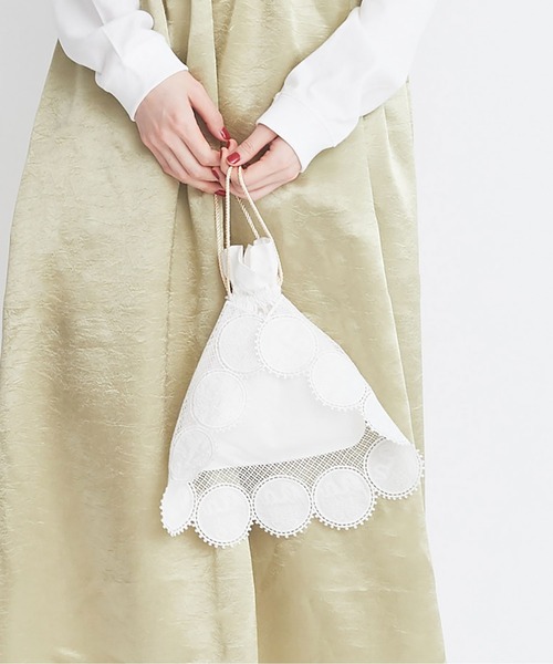 I am I in fact...(アイアムアイインファクト)の「●キキレース 巾着ショルダーバッグ(ハンドバッグ・レディース・ホワイト/ブラック/ピンク・FREE)」の14枚目の写真