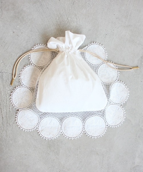 I am I in fact...(アイアムアイインファクト)の「●キキレース 巾着ショルダーバッグ(ハンドバッグ・レディース・ホワイト/ブラック/ピンク・FREE)」の15枚目の写真