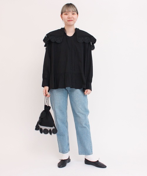 I am I in fact...(アイアムアイインファクト)の「●キキレース 巾着ショルダーバッグ(ハンドバッグ・レディース・ホワイト/ブラック/ピンク・FREE)」の22枚目の写真