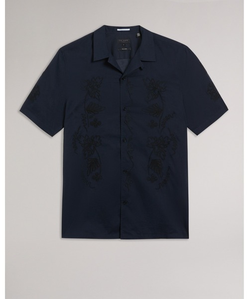 Ted Baker(テッドベーカー)の「RANNEY フラワー刺繍 半袖 コットンシャツ(シャツ/ブラウス・メンズ・ネイビー・2/3/4/5)」の1枚目の写真
