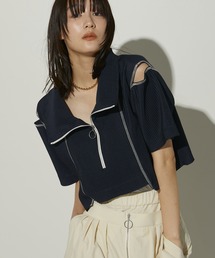 PUBLIC TOKYO | 【新潟県産】プリーツジップアップトップ(Tシャツ/カットソー)