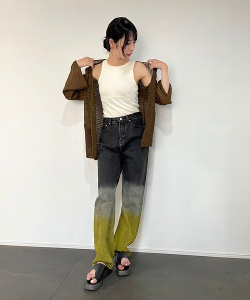 Jewelobe（ジュエローブ）の「フレアスリーブ透かし編みミディカーディガン（カーディガン/ボレロ・レディース・ブラウン/ベージュ/モカ・FREE）」の22枚目の写真