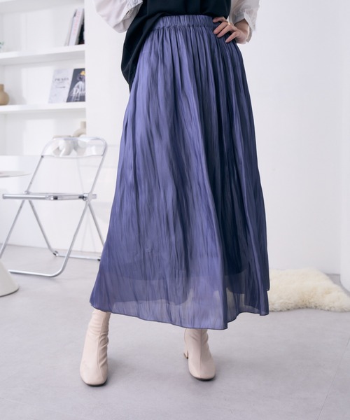 Ada.（エイダ）の「【限定カラー】この秋冬 注目のトレンド キラキラ フレアスカート（スカート・レディース・ライトグリーン/ネイビー/グレー/アイボリー・FREE）」の4枚目の写真