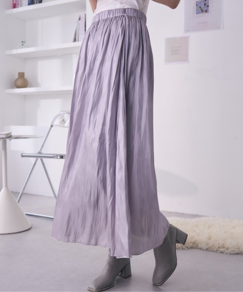 Ada.（エイダ）の「【限定カラー】この秋冬 注目のトレンド キラキラ フレアスカート（スカート・レディース・ライトグリーン/ネイビー/グレー/アイボリー・FREE）」の2枚目の写真