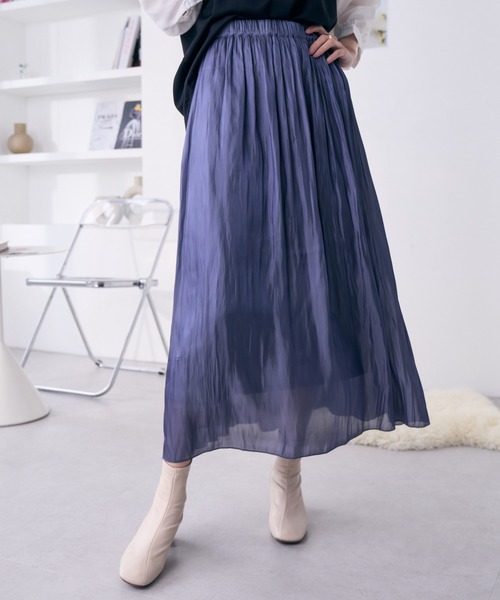 Ada.（エイダ）の「【限定カラー】この秋冬 注目のトレンド キラキラ フレアスカート（スカート・レディース・ライトグリーン/ネイビー/グレー/アイボリー・FREE）」の5枚目の写真