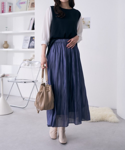 Ada.（エイダ）の「【限定カラー】この秋冬 注目のトレンド キラキラ フレアスカート（スカート・レディース・ライトグリーン/ネイビー/グレー/アイボリー・FREE）」の9枚目の写真