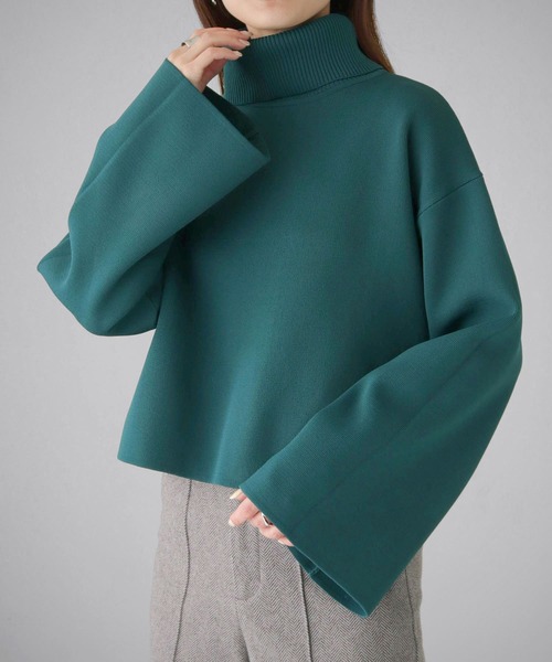 cheriella（シェリエラ）の「【cheriella】WEB限定　ショート丈フレアスリーブニット（ニット/セーター・レディース・アイボリー/ブラック/チェリーピンク/ブルー/グリーン・M）」の4枚目の写真