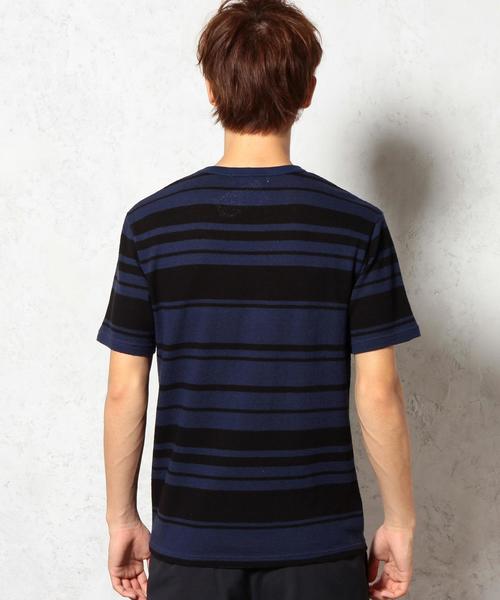 green label relaxing（グリーンレーベルリラクシング）の「CREPE BORDER C/N SS②　Tシャツ ◆（Tシャツ/カットソー・メンズ・コバルトブルー/ブラック/ネイビー/ブラウン・MEDIUM/LARGE/SMALL）」の5枚目の写真