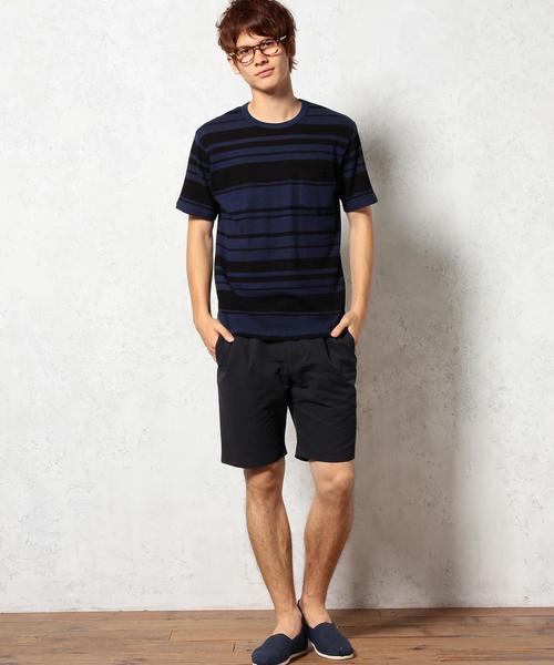 green label relaxing（グリーンレーベルリラクシング）の「CREPE BORDER C/N SS②　Tシャツ ◆（Tシャツ/カットソー・メンズ・コバルトブルー/ブラック/ネイビー/ブラウン・MEDIUM/LARGE/SMALL）」の8枚目の写真