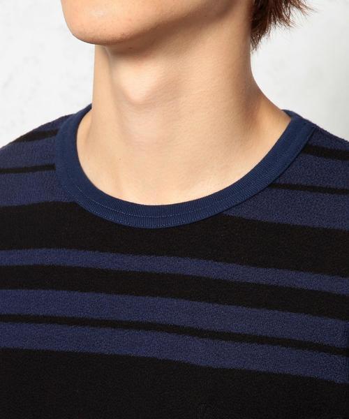 green label relaxing（グリーンレーベルリラクシング）の「CREPE BORDER C/N SS②　Tシャツ ◆（Tシャツ/カットソー・メンズ・コバルトブルー/ブラック/ネイビー/ブラウン・MEDIUM/LARGE/SMALL）」の9枚目の写真