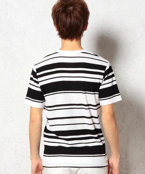 green label relaxing（グリーンレーベルリラクシング）の「CREPE BORDER C/N SS②　Tシャツ ◆（Tシャツ/カットソー・メンズ・コバルトブルー/ブラック/ネイビー/ブラウン・MEDIUM/LARGE/SMALL）」の14枚目の写真