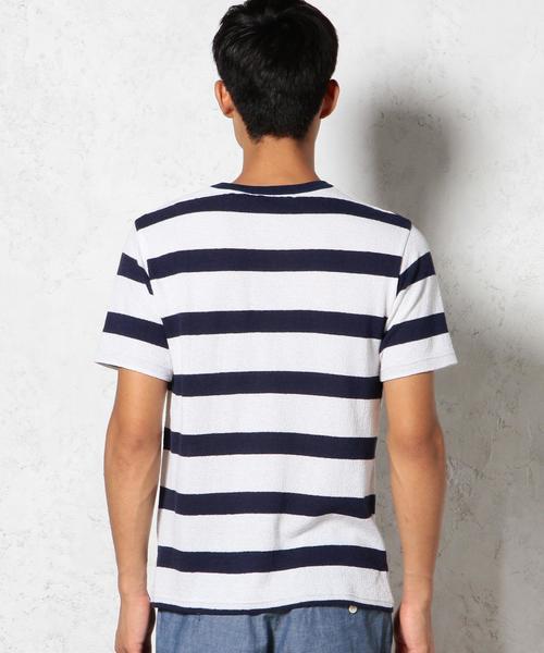 green label relaxing（グリーンレーベルリラクシング）の「CREPE BORDER C/N SS②　Tシャツ ◆（Tシャツ/カットソー・メンズ・コバルトブルー/ブラック/ネイビー/ブラウン・MEDIUM/LARGE/SMALL）」の17枚目の写真