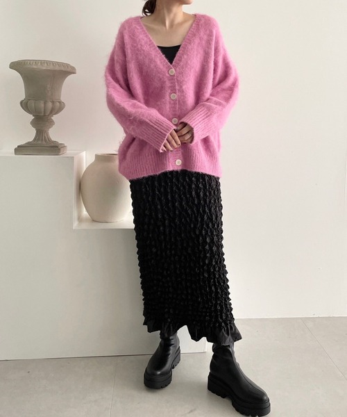 LOWRYS FARM（ローリーズファーム）の「スソフリルシャーリングスカート　969764（スカート・レディース・ブラック/ネイビー・FREE）」の3枚目の写真