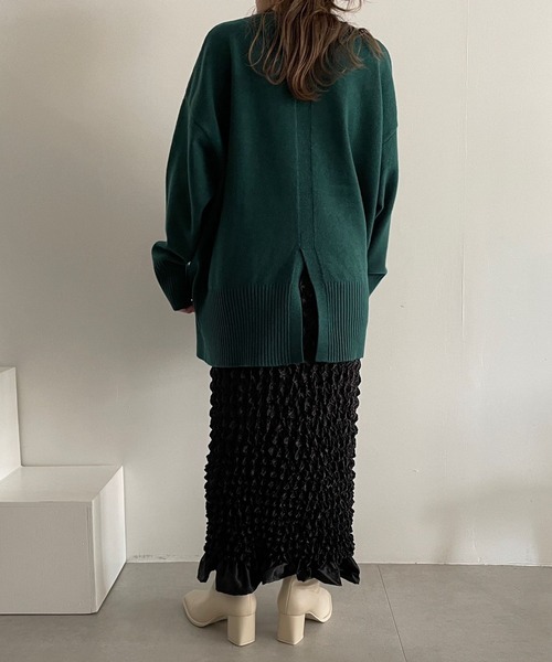 LOWRYS FARM（ローリーズファーム）の「スソフリルシャーリングスカート　969764（スカート・レディース・ブラック/ネイビー・FREE）」の5枚目の写真