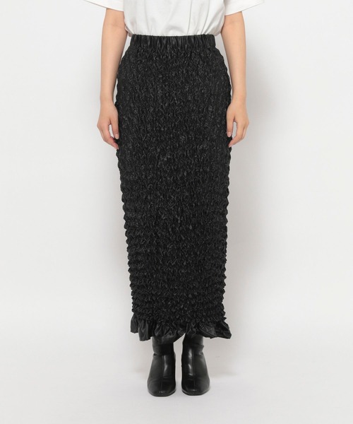 LOWRYS FARM（ローリーズファーム）の「スソフリルシャーリングスカート　969764（スカート・レディース・ブラック/ネイビー・FREE）」の7枚目の写真