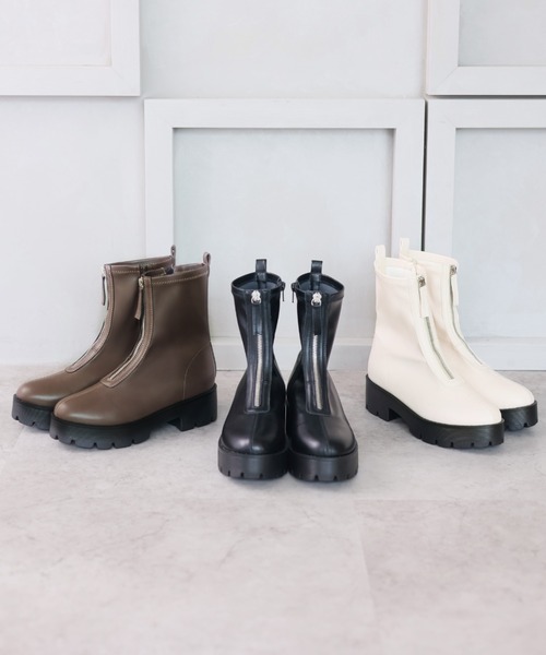 VIVIAN（ヴィヴィアン）の「厚底センタージップストレッチブーツ（ブーツ・レディース・アイボリー/ブラック/グレー・LL/M/S/L）」の4枚目の写真