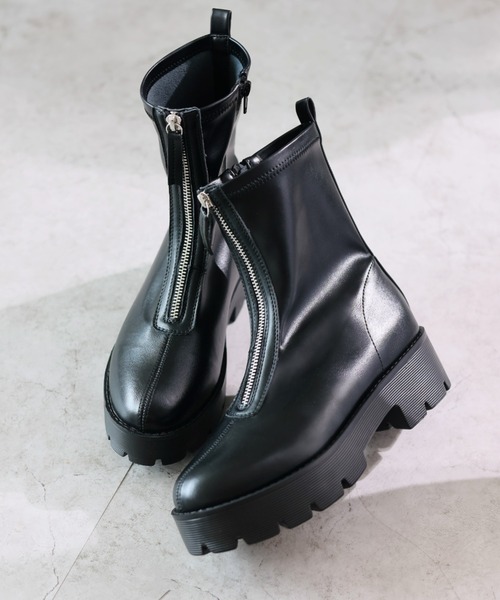 VIVIAN（ヴィヴィアン）の「厚底センタージップストレッチブーツ（ブーツ・レディース・アイボリー/ブラック/グレー・LL/M/S/L）」の16枚目の写真