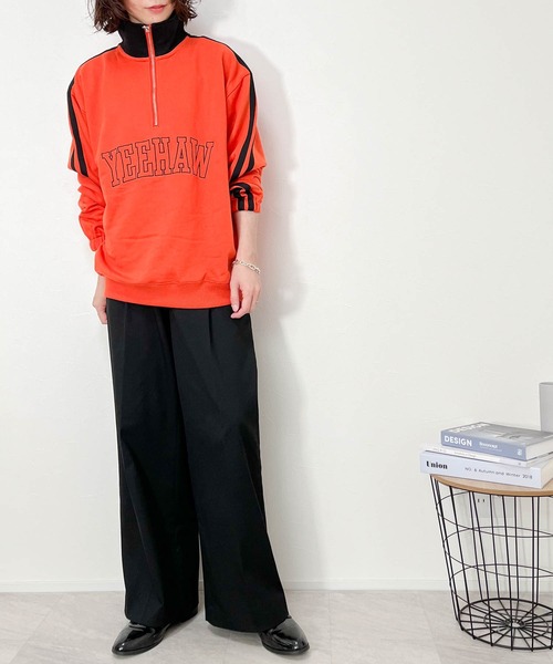 Ritzy（リッツィー）の「TC 裏毛 ハーフZIP 袖ライン PO レディース メンズ（スウェット・メンズ・オレンジ/ブラック/アッシュ・LARGE/X-LARGE/MEDIUM）」の10枚目の写真