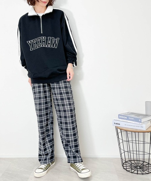 Ritzy（リッツィー）の「TC 裏毛 ハーフZIP 袖ライン PO レディース メンズ（スウェット・メンズ・オレンジ/ブラック/アッシュ・LARGE/X-LARGE/MEDIUM）」の4枚目の写真